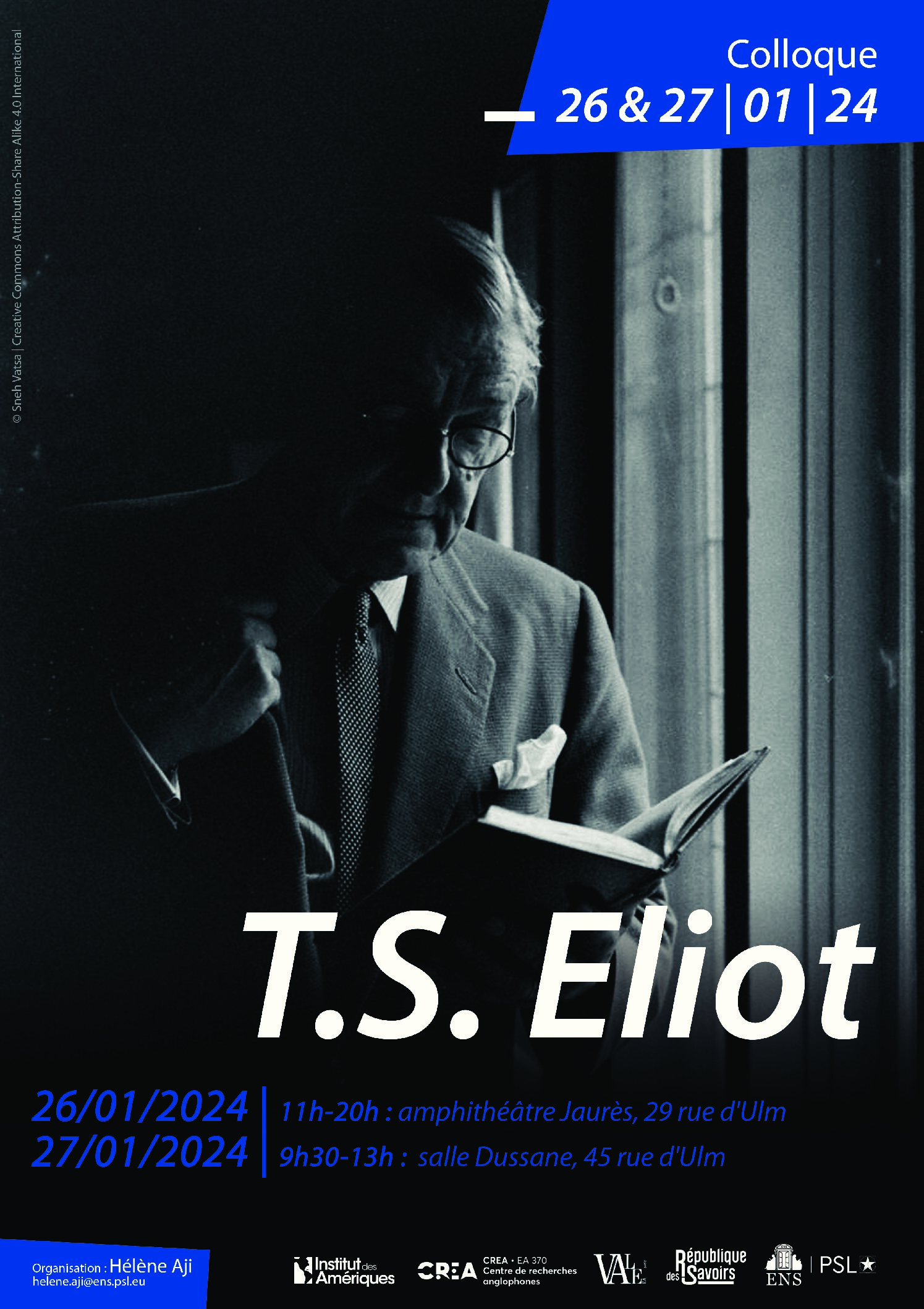 You are currently viewing COLL T.S. Eliot – 26 et 27 janvier 2024 – « T.S.E. : Transition, Subversion, Élection poétiques » – ENS rue d’Ulm