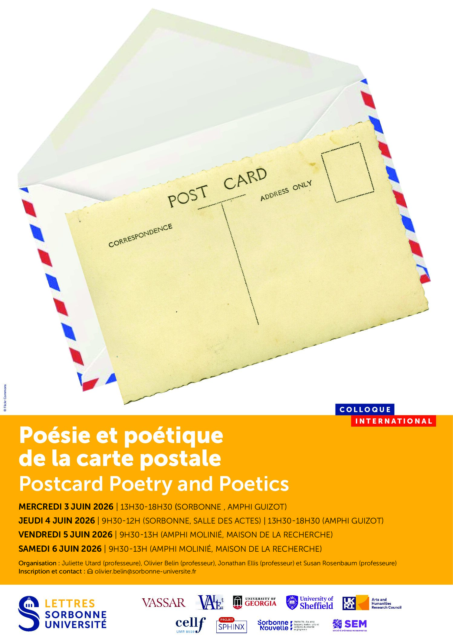 Lire la suite à propos de l’article COLL – Postcard Poetry and Poetics / Poésie et poétique de la carte postale – 3-6 June 2026