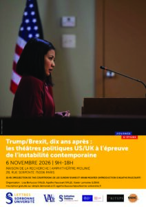 Lire la suite à propos de l’article JE 06/11/2026 « Trump/Brexit, dix ans après : les théâtres politiques US/UK à l’épreuve de l’instabilité contemporaine »